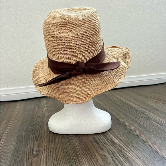 Raffia Sun Hat with Brown Band - Picture 3 of 13